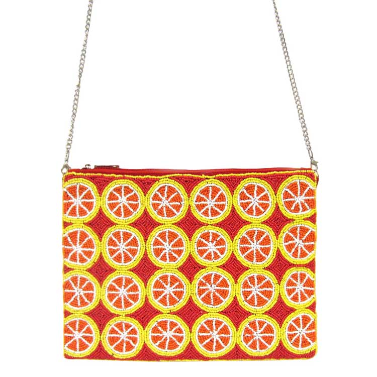 Vibrant Citrus Beaded Clutch